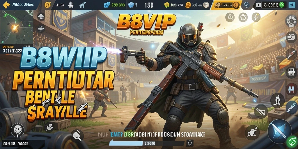 Tangkapan layar menunjukkan aksi menegangkan dalam gameplay Battle Royale B8VIP.