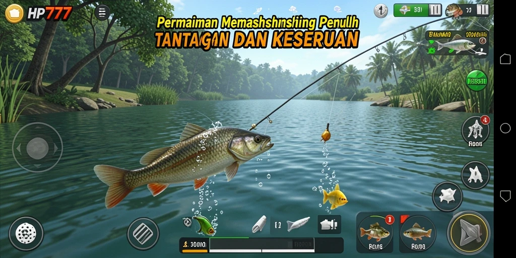 Tampilan gameplay HP777 yang menarik dengan aksi memancing seru.
