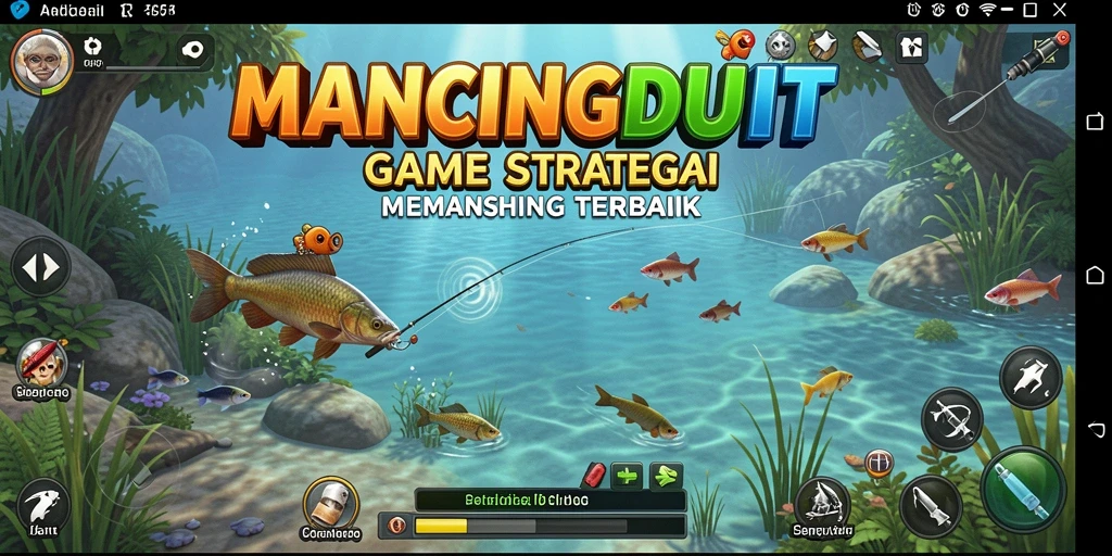 Tampilan gameplay MANCINGDUIT yang menampilkan aksi memancing yang seru.
