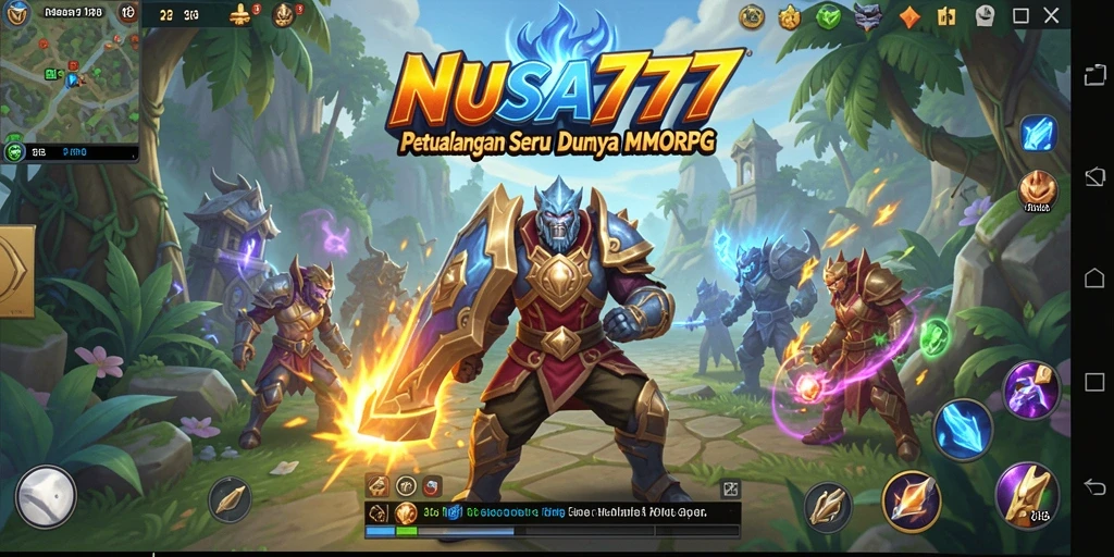 Tangkapan layar gameplay NUSA777 yang menampilkan pertempuran seru di dunia MMORPG.