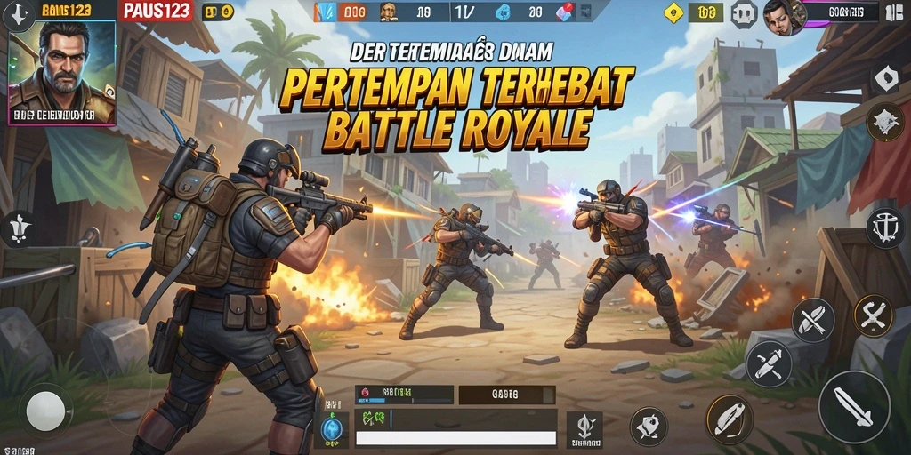 Tangkapan layar PAUS123 menampilkan pertempuran intens di lapangan Battle Royale.